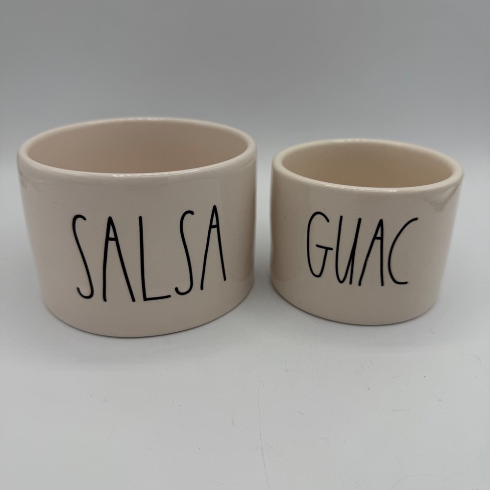 Rae Dunn‎ Artisan Collection SALSA GUAC Ceramic Bowls Set of 2